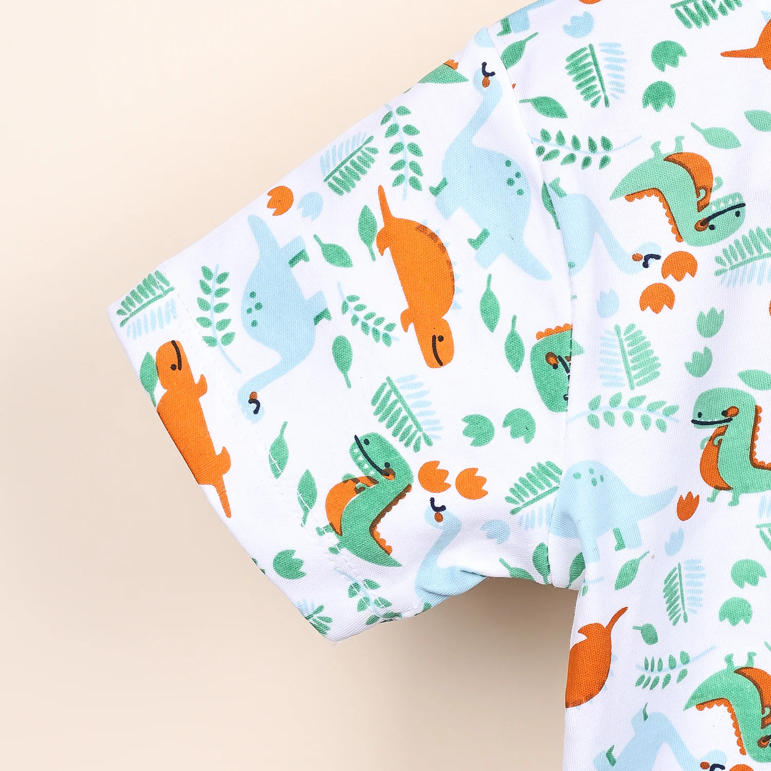 Kids Organic Cotton Co-Ord Set | T-Shirt & Shorts- Blue | Dino - Image 10