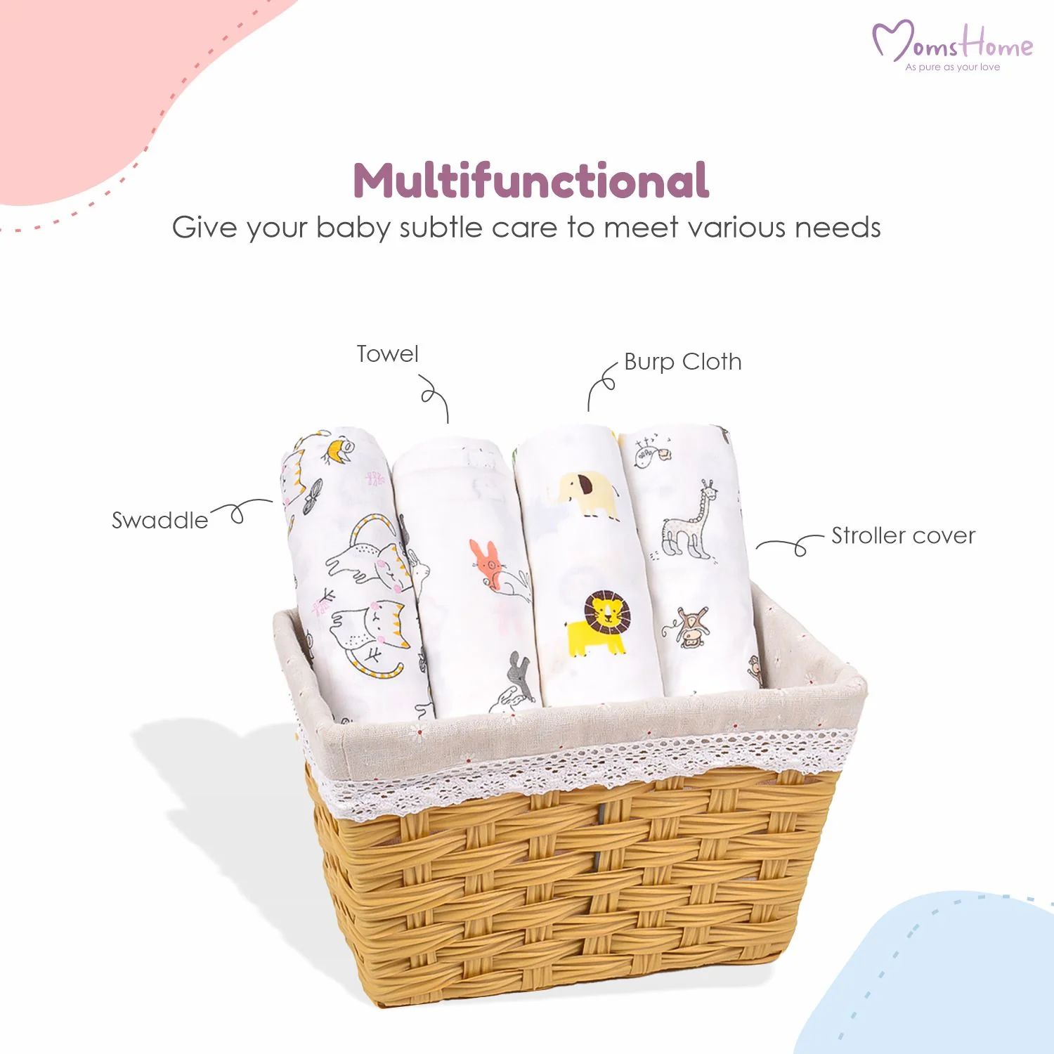 Moms Home Kids Set Of 10 Multicoloured Printed Organic Cotton Gift Set - Image 8